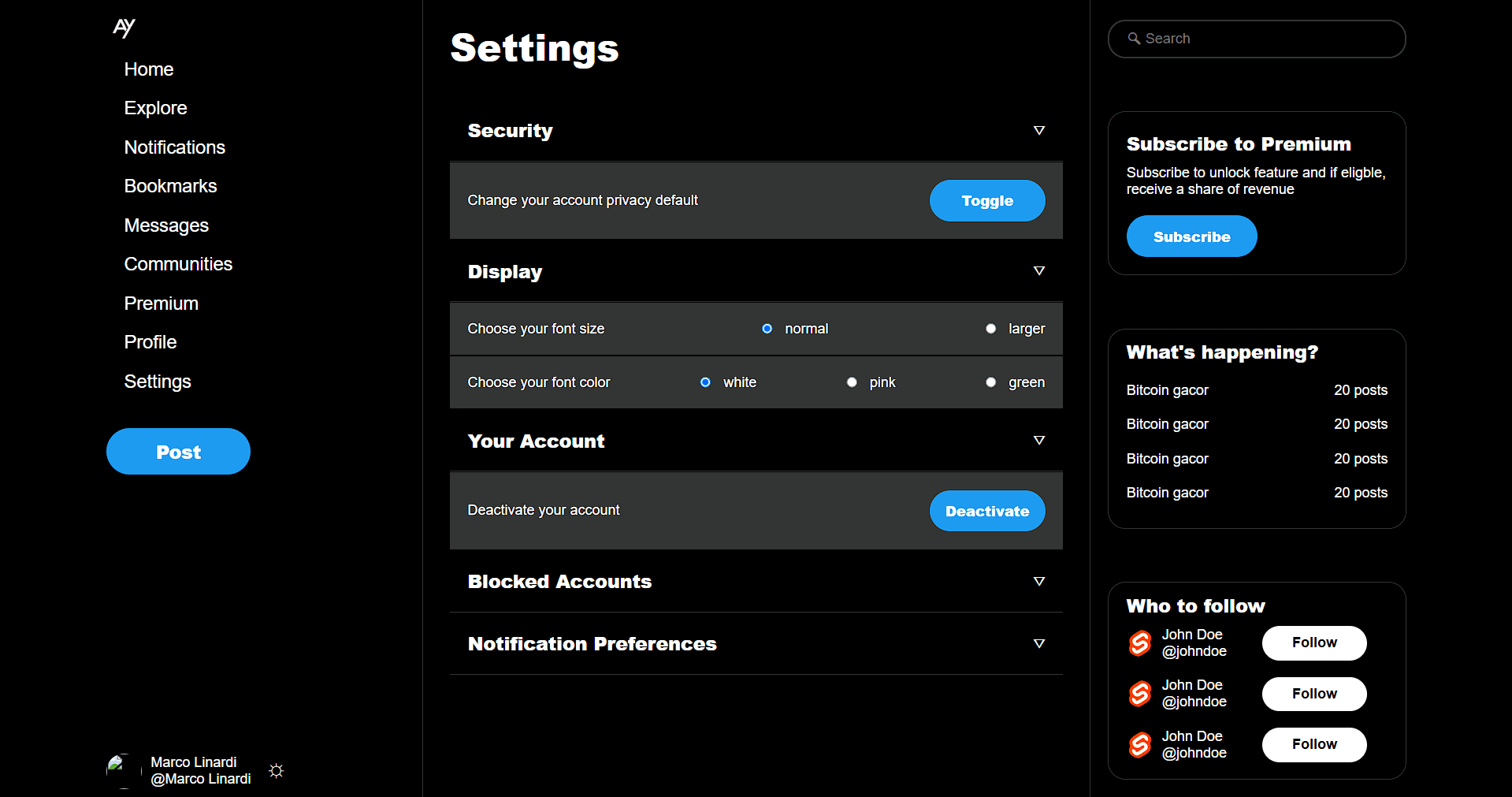 Twitter Clone preview 2