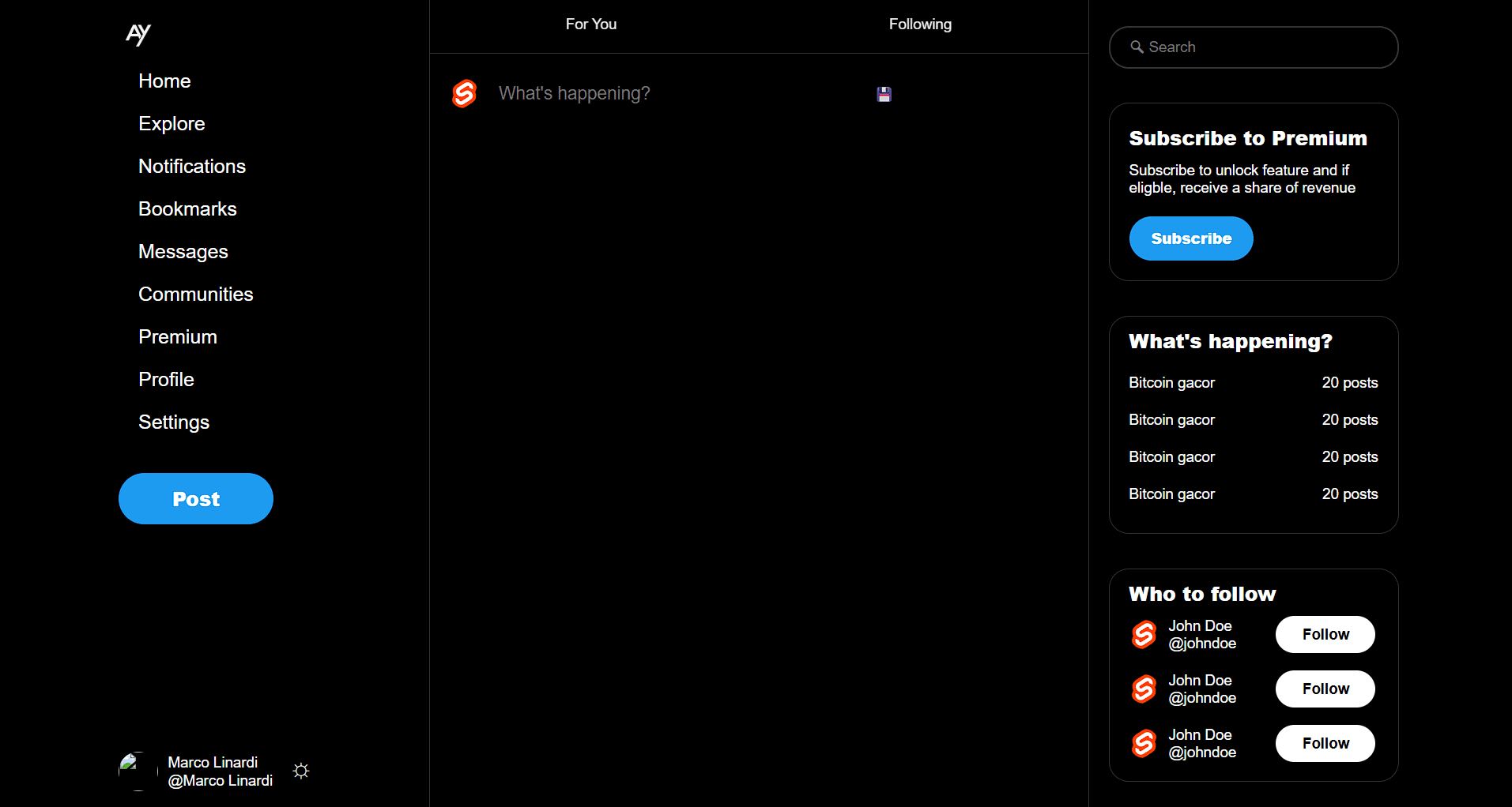 Twitter Clone preview 3